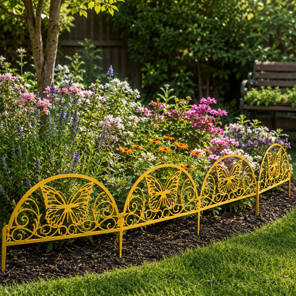 Garden Edging Fence 10PCS Wood Effect Lawn Border