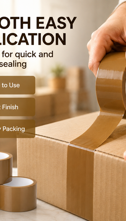 Heavy Duty Brown Parcel Tape – 3 Rolls, 48mm × 66m