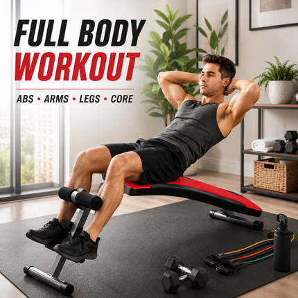 Sit Up Bench With Reverse Crunch Handle Core Workout Gym Adjustable Weight Bench