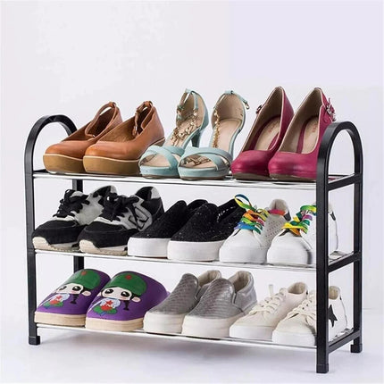3-Tier Black Shoe Rack Stand