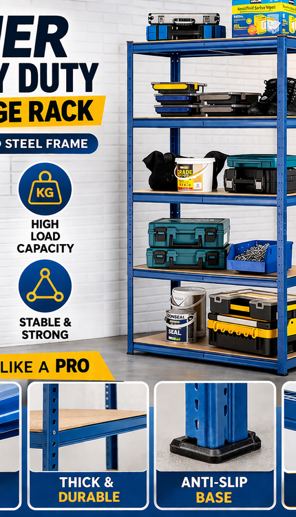 5 Tier Garage Shelving Unit 180 × 90 × 40cm