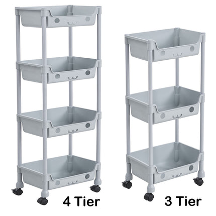 3/4 Tier Storage Trolley Cart on Wheels 4 Tier Kitchen Bathroom Laundry Rolling