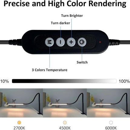 LED Desk Lamp with Clamp Stepless Dimming Modes 2700-6000K Office Desk WorkLight