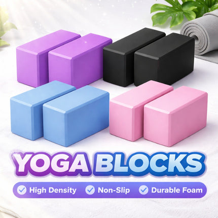 Yoga Gym Blocks Brick Foam Pair Exercise Training Pilates Meditation Anti Slip