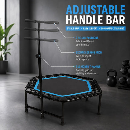 Fitness Trampoline With Adjustable T Shaped Handle Bar Exercise Rebounder 45inch