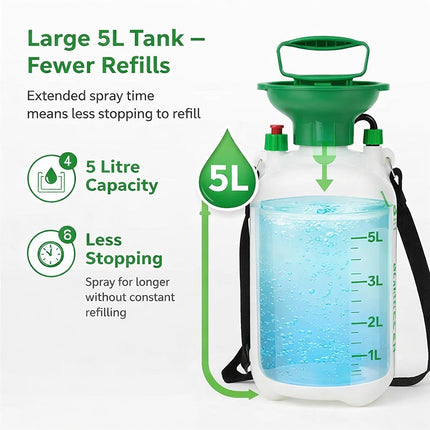 5L Garden Pressure Sprayer Pump Bottle High Pressure Spray for Weed Killer