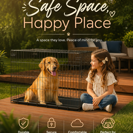 Dog Crate Metal Pet Cage Portable Puppy Kennel