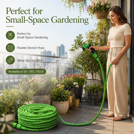 Garden Hose Pipe Spray Gun Expandable Flexible Anti Kink Lawn Patio 50/100/150ft