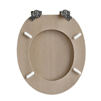 Universal Toilet Seat With Fitting Light Oak Design MDF Bathroom WC Seat 18"