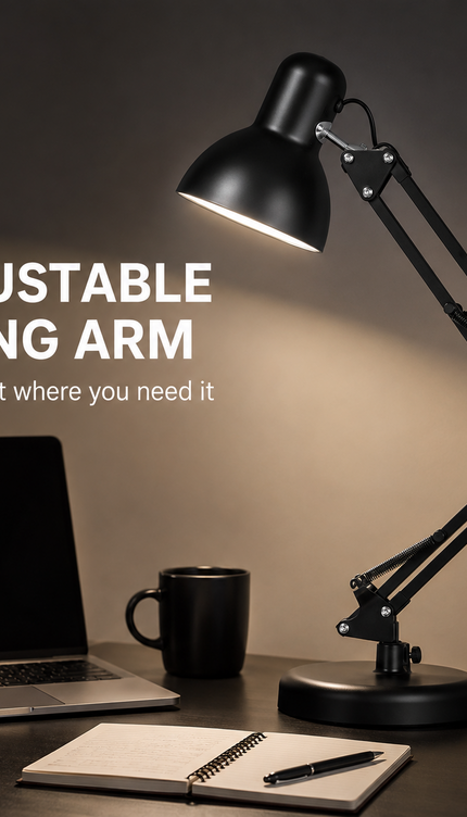 Desk Lamp E27 Swing Adjustable Arm Table Light with Clamp Reading Craft Work