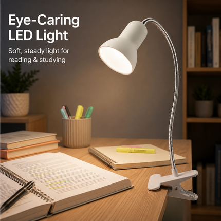 Clip On LED Desk Lamp E27 Flexible Gooseneck Reading Study Bedside Light 40W Max