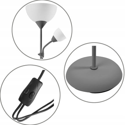 Modern Adjustable Floor Lamp with Reading Light for Bedroom, Living Room & Study