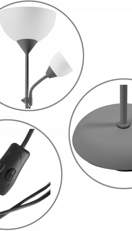 Modern Adjustable Floor Lamp with Reading Light for Bedroom, Living Room & Study