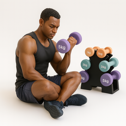 18kg Neoprene Hex Dumbbell Set