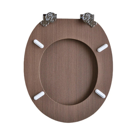 18'' Universal Bathroom Toilet Seat Wooden Easy Fit WC Seat with Fittings