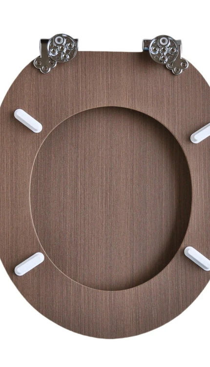 18'' Universal Bathroom Toilet Seat Wooden Easy Fit WC Seat with Fittings