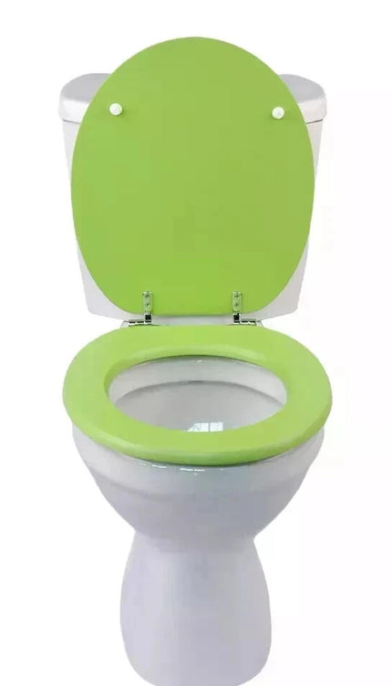Universal Toilet Seat Lime Green Wooden MDF Easy Fit Bathroom WC Seat 18 Inches