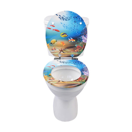 18" Universal Toilet Seat MDF Wooden Bathroom WC Easy Fit + Fittings Novelty