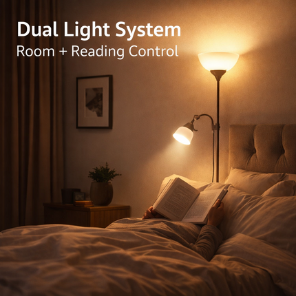 Modern Adjustable Floor Lamp with Reading Light for Bedroom, Living Room & Study