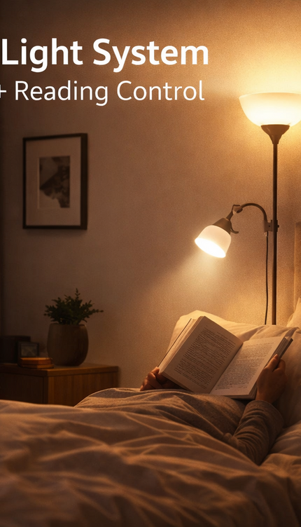 Modern Adjustable Floor Lamp with Reading Light for Bedroom, Living Room & Study