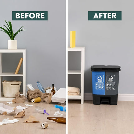 16L 20L 40L Recycling Pedal Bin Double Compartment Kitchen Waste Dustbin