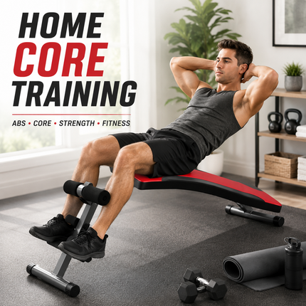 Sit Up Bench With Reverse Crunch Handle Core Workout Gym Adjustable Weight Bench