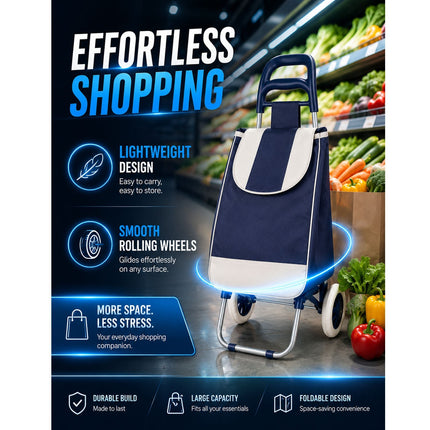 Folding Shopping Trolley with Waterproof Bag