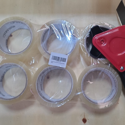 Tape Gun Dispenser with 6 Brown or Clear Packing Tape Rolls 48mm x 66m
