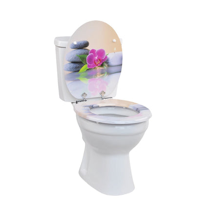 18" Universal Wooden Toilet Seat Orchid Stone Easy Fit WC with Fittings