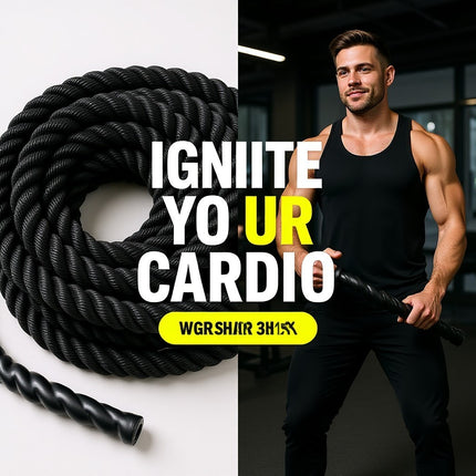 Battle Rope 12m Workout Cardio Exercise Gym Sled Heavy Duty Pull Rope 38mm