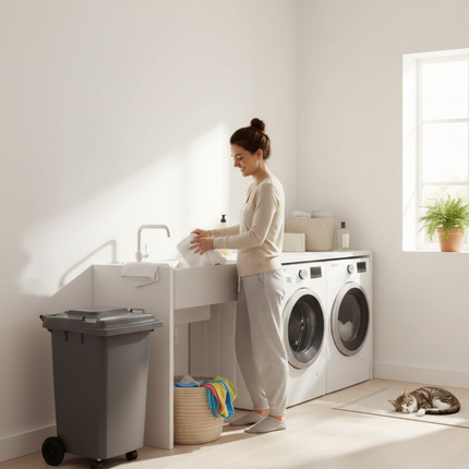 Recycling Wheelie Bin Dustbin Rubbish Waste Trash Kitchen Home Office 50L Grey