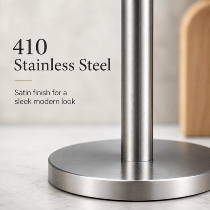 Kitchen Roll Holder Stainless Steel Freestanding Paper Towel Stand Silver 32.5cm
