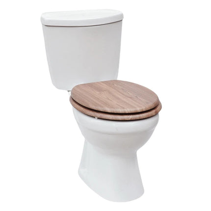 18" Universal Wooden Toilet Seat Easy Fit Bathroom WC Seat with Fittings