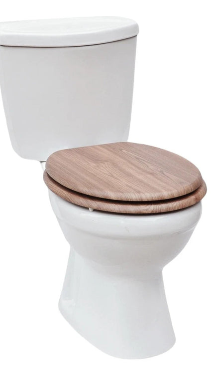 18" Universal Wooden Toilet Seat Easy Fit Bathroom WC Seat with Fittings
