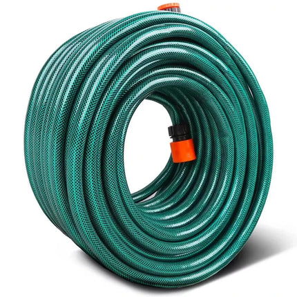 Reinforced 15M PVC Garden Hose Pipe with Water Spray and Complete Fittings Set