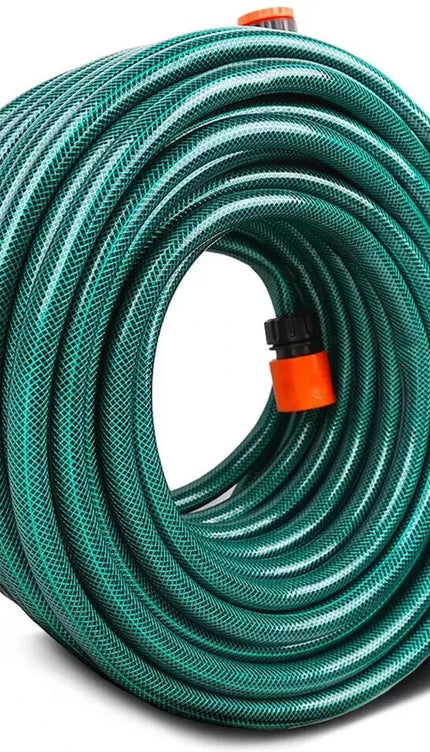 Reinforced 15M PVC Garden Hose Pipe with Water Spray and Complete Fittings Set