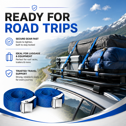 Ratchet Tie Down Strap Pair 2.5m Cargo Belt Buckle