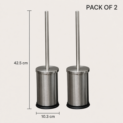 Stainless Steel Toilet Brush & Holder Bathroom WC Cleaning Brush Set Long Handle