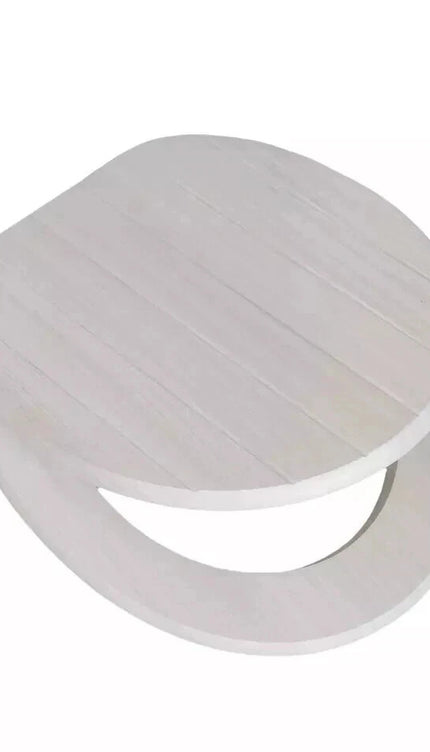 18" Universal Toilet Seat Cream Groove Wooden Bathroom WC Seat With Fittings