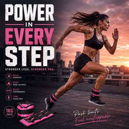 1kg Pink Ankle & Wrist Weights Set – 2 Pack