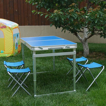 Portable Folding Camping Table & 4 Stools Set Adjustable Aluminium Outdoor BBQ