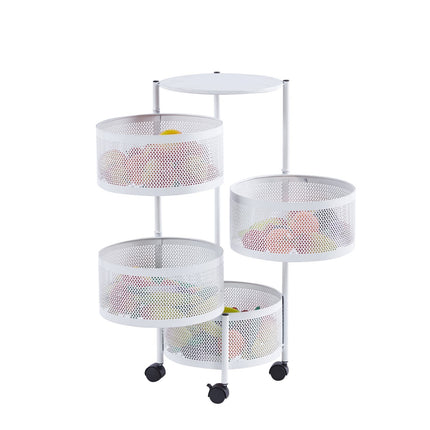 5-Tier Rotating Storage Trolley – White