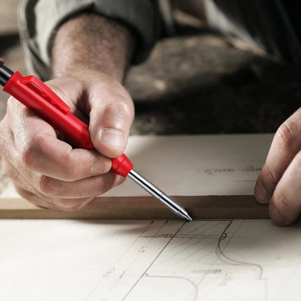 Carpenter Pencil Set + 6 Refills Deep Hole Mechanical Construction Tool Leads