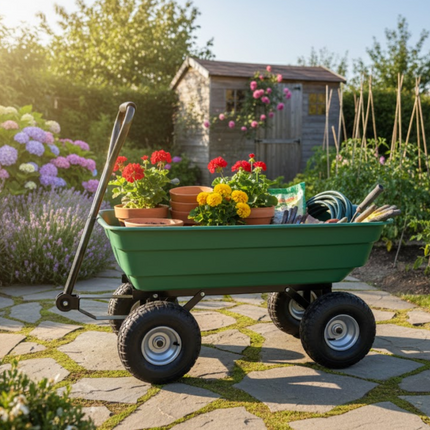 Garden Trolley Dump Cart Heavy Duty 300KG Tipping Wheelbarrow Truck Trailer 75L