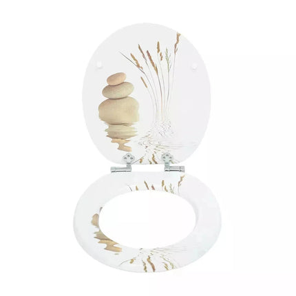 18" Universal Toilet Seat MDF Wooden Bathroom WC Easy Fit + Fittings Novelty