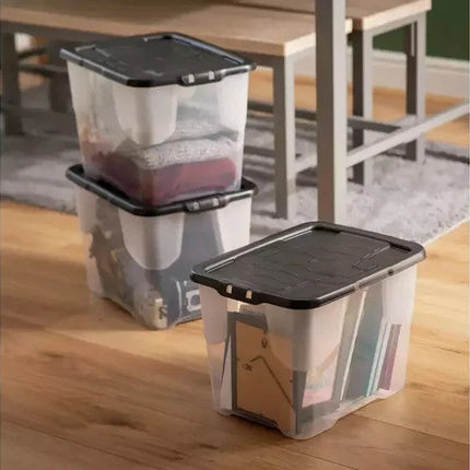24L Storage Boxes with Lids – 3 Pack
