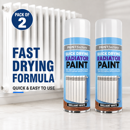 2x Cast Iron Radiator Spray Paint 400ml Brilliant White Aerosol Real Feel Effect