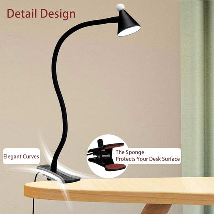 LED Desk Lamp Clip On Reading Light 3W Eye Care Flexible 10 Brightness Levels