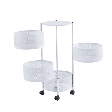 5-Tier Rotating Storage Trolley – White