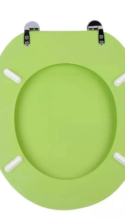 Universal Toilet Seat Lime Green Wooden MDF Easy Fit Bathroom WC Seat 18 Inches